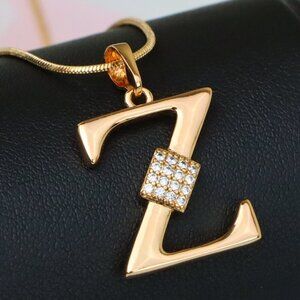 "Rose Gold Z Initial Pendant with CZ Accents Stylish Jewelry, XPPT1437